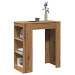 vidaXL Table de bar avec étagères chêne artisanal bois d'ingénierie