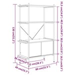 vidaXL Étagère à 4 niveaux armoire 80x40x130cm Acier bois d'ingénierie