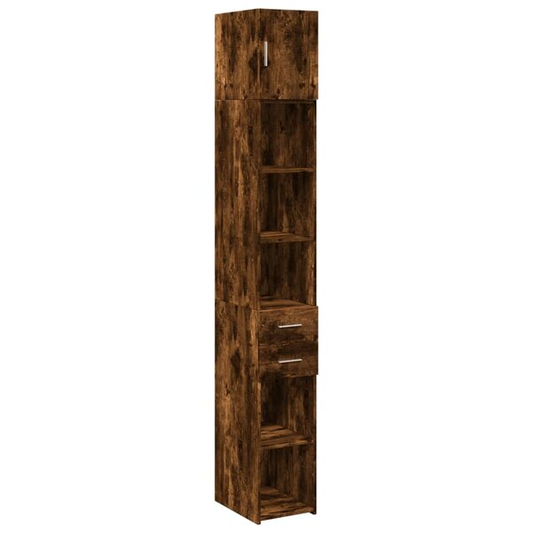 vidaXL Armoire de rangement mince chêne fumé 30x42 5x225 cm