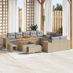 vidaXL Ensemble de canapé de jardin 13 Pièces Beige polyrotin