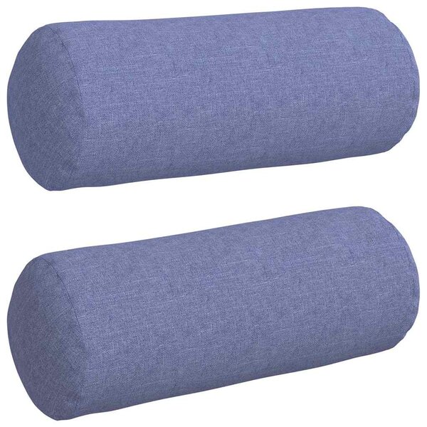 vidaXL Coussins d'accent 2 pc tissu Bleu denim Ø 15 x 40 cm