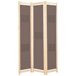 vidaXL Cloison de séparation 3 panneaux Marron 120x170x4 cm Tissu
