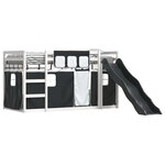 vidaXL Lit superposé sans matelas avec toboggan blanc noir 90x200 cm