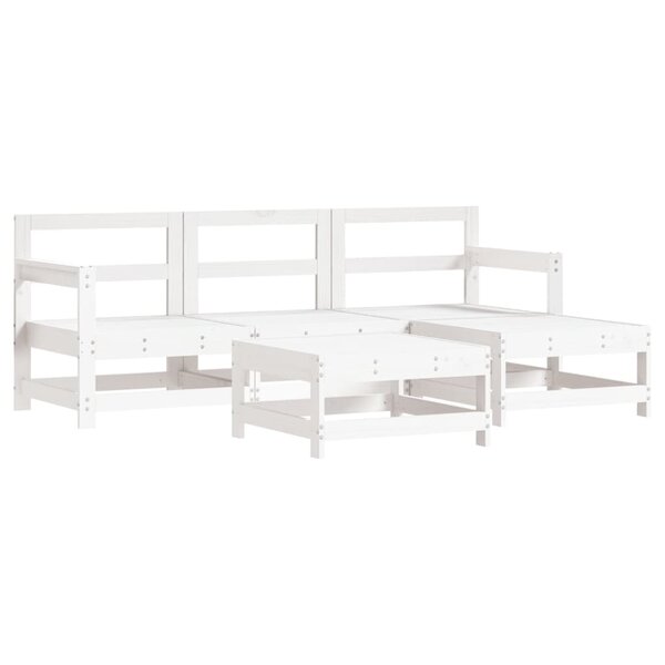 vidaXL Salon de jardin 5 Pièces blanc bois massif de pin