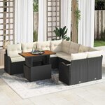 vidaXL Ensemble de canapé de jardin avec coussin 7 Pièces Noir et crème