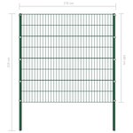 vidaXL Panneau de clôture avec poteaux Fer 1 7 x 1 6 m Vert