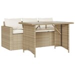 vidaXL Ensemble à manger de jardin et coussins 2 Pièces beige poly rotin