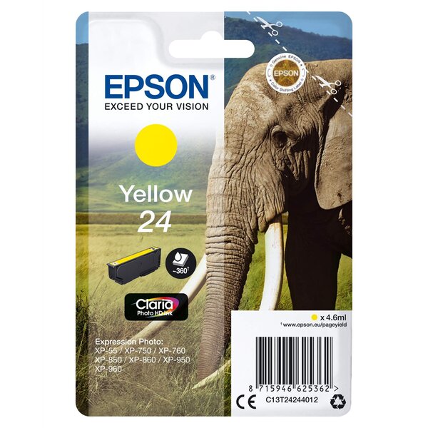 Cartouche d'encre Original T24244 Elephant 24 Jaune EPSON
