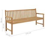 vidaXL Banc de jardin avec coussin vert vif 175 cm Bois de teck massif