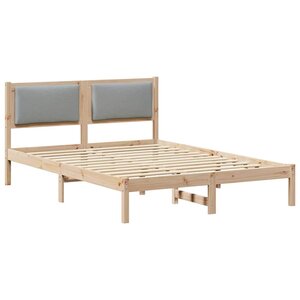 vidaXL Cadre de lit Gris clair 135 x 190 cm Pin massif