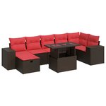 vidaXL Salon de jardin avec coussins 8 Pièces noir résine tressée acacia