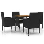 vidaXL Ensemble à manger d'extérieur 5 Pièces Résine tressée Noir