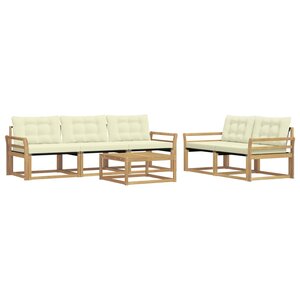 vidaXL Ensemble de canapés d'extérieur 6 pc Blanc et crème