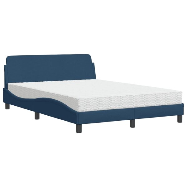vidaXL Lit avec matelas bleu 140x190 cm tissu