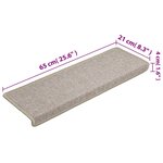 vidaXL Tapis d'escalier 15 Pièces 65x21x4 cm Taupe