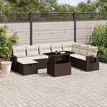 vidaXL Salon de jardin avec coussins 9 Pièces marron résine tressée
