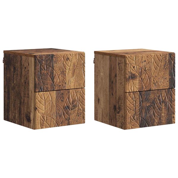 vidaXL Cabinet de chevet mural 2 pièces Bois ancien 34 5 x 33 x 40 cm