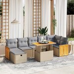 vidaXL Salon de jardin avec coussins 8 Pièces beige résine tressée