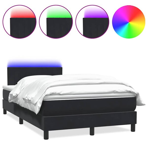 vidaXL Sommier à lattes de lit avec matelas et LED noir 120x210 cm velours