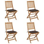 vidaXL Chaises pliables de jardin lot de 4 avec coussins Bois d'acacia