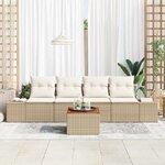 vidaXL Ensemble de canapé de jardin 5 Pièces Beige et blanc