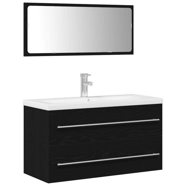 vidaXL Meuble de Lavabo de Salle de Bain avec tiroir 3 Pièces Chêne noir