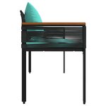 vidaXL Banc extérieur Noir et turquoise 117 x 54 x 74.5 cm polyrotin