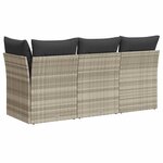 vidaXL Canapé de jardin et coussins 3 places gris clair résine tressée
