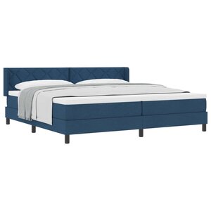 vidaXL Lit à ressorts avec matelas Bleu 200 x 200 cm Polyester