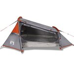 vidaXL Tente de camping tunnel 2 personnes gris et orange imperméable
