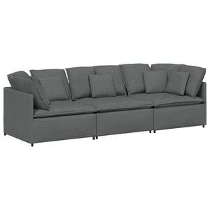 vidaXL Canapé modulaire avec coussins en tissu gris foncé