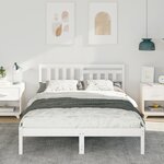 vidaXL Cadre de lit Blanc 135 x 190 cm Bois massif en pin