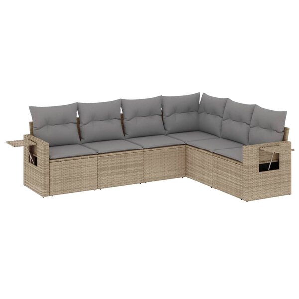 vidaXL Salon de jardin avec coussins 6 Pièces beige résine tressée