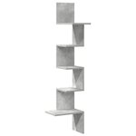 vidaXL Étagère murale d'angle gris béton 32x32x127 5cm bois ingénierie