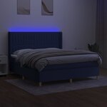 vidaXL Sommier à lattes de lit matelas et LED Bleu 160x200 cm Tissu