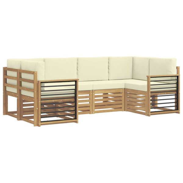 vidaXL Ensemble de canapé d'angle 6 Pièces Blanc et crème Polyester