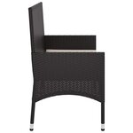 vidaXL Banc de Jardin à 2 Places avec Coussins Noir Résine Tressée