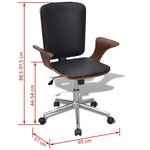 Fauteuil chaise chaise de bureau rotative en bois cintré avec revêtement en faux cuir 0502045