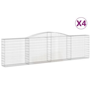 vidaXL Paniers à gabions arqués 4 Pièces 400x30x100/120 cm Fer galvanisé