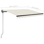 vidaXL Auvent manuel rétractable avec LED 300x250 cm Crème