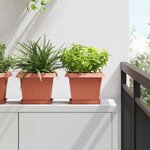 vidaXL Pots de plantes 24 Pièces Rouge brique 23 x 23 x 17 5 cm Plastique