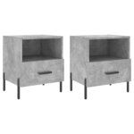 vidaXL Tables de chevet 2Pièces gris béton 40x35x47 5cm bois d’ingénierie