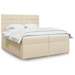 vidaXL Sommier à lattes de lit avec matelas Crème 200x200 cm Tissu
