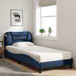 vidaXL Lit avec matelas Hvar bleu 90x200 cm tissu
