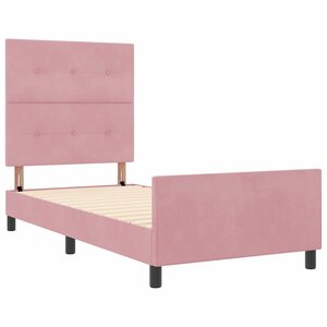 vidaXL Cadre de lit avec tête de lit Rose 90 x 190 cm Velours