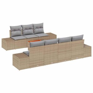vidaXL Ensemble de canapé de jardin 8 Pièces Beige Poly rotin