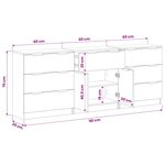 vidaXL Buffet 3 Pièces Chêne noir 181 x 30 x 70 cm Bois d'ingénierie