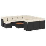 vidaXL Salon de jardin avec coussins 13 Pièces noir résine tressée
