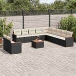 vidaXL Salon de jardin 12 Pièces avec coussins noir résine tressée