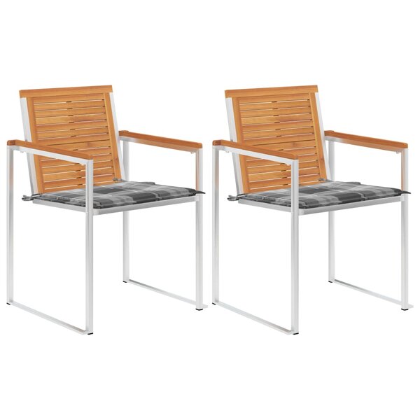 vidaXL Chaises de jardin avec coussins lot de 2 Acacia solide et acier